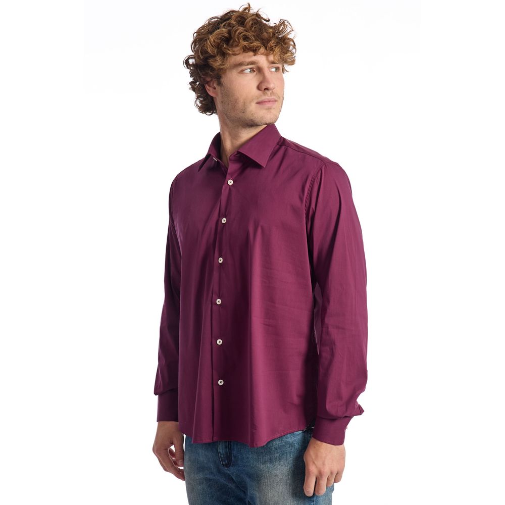 Baldinini Trend Burgundy Cotton Shirt for Men